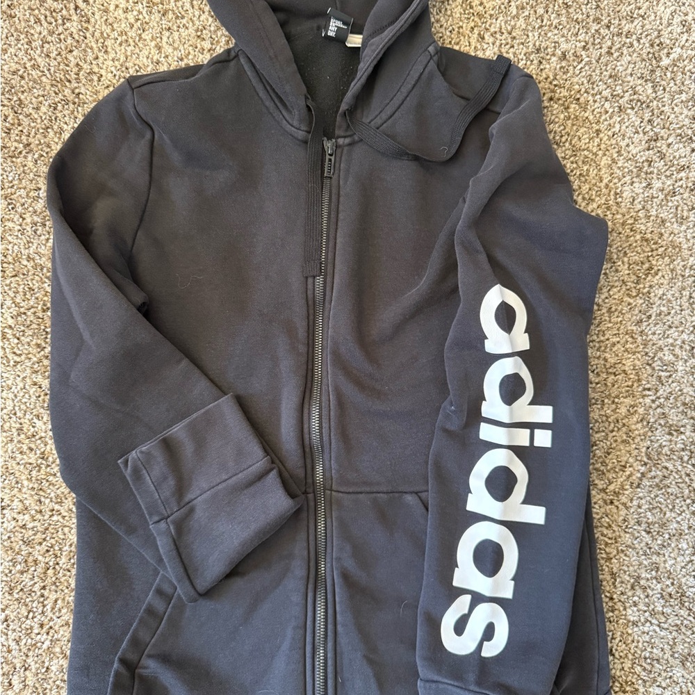 Adidas Kids Black Zip-Up Hoodie